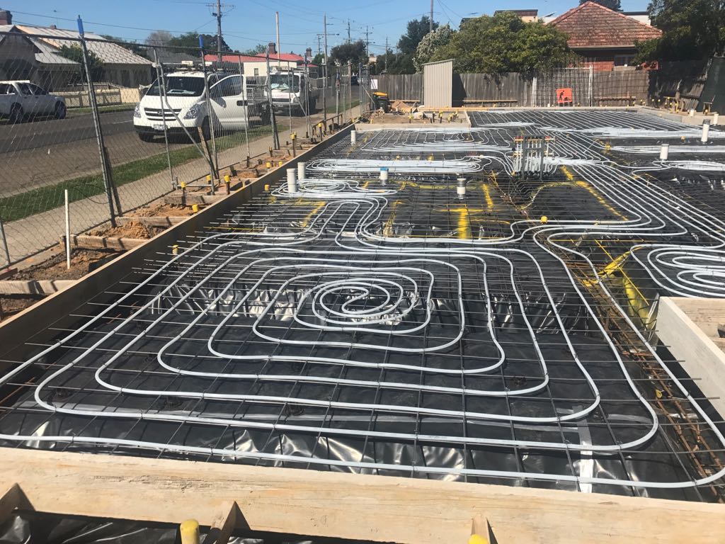 In-slab hydronic heating system installed for Geelong new homes